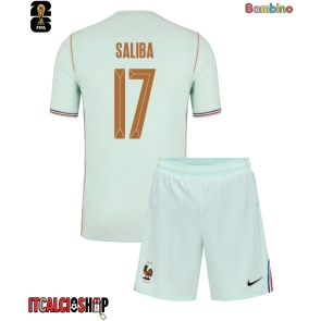Francia William Saliba #17 Seconda Maglia Bambino Mondiali 2026 Manica Corta (+ Pantaloni corti)